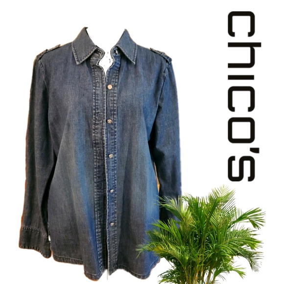 Chico's Tops - Women’s Denim Shirt Button Down Size Medium